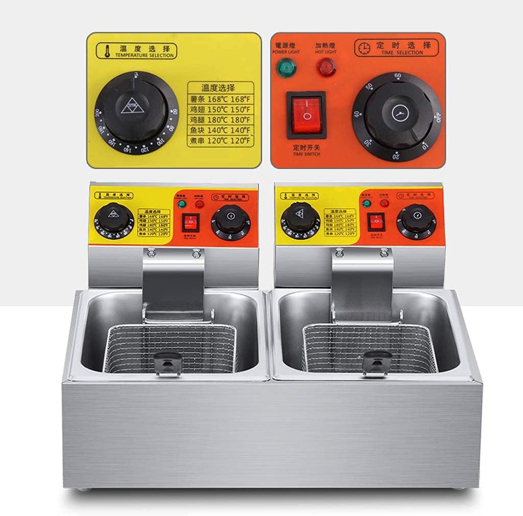 Fryer Basket 5000W Fryer Commercial Electric Fryer 12L Double Tank Fryer Stainless Steel Double Basket Fryer for Restaurant Kitchen Chip Fry,