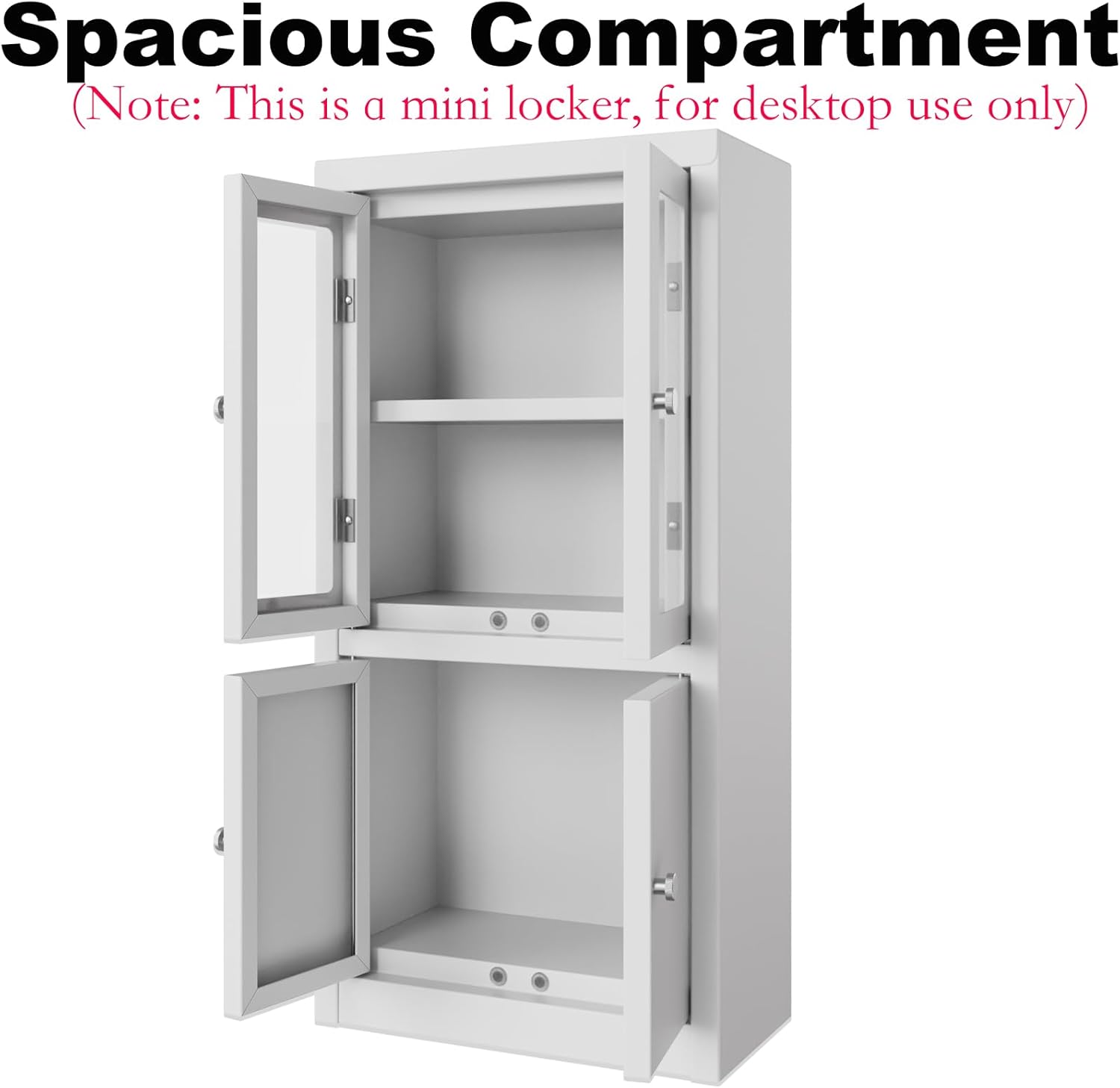 Mini Cabinet for Desk, Dual Door Cute Small Locker for Girls, White