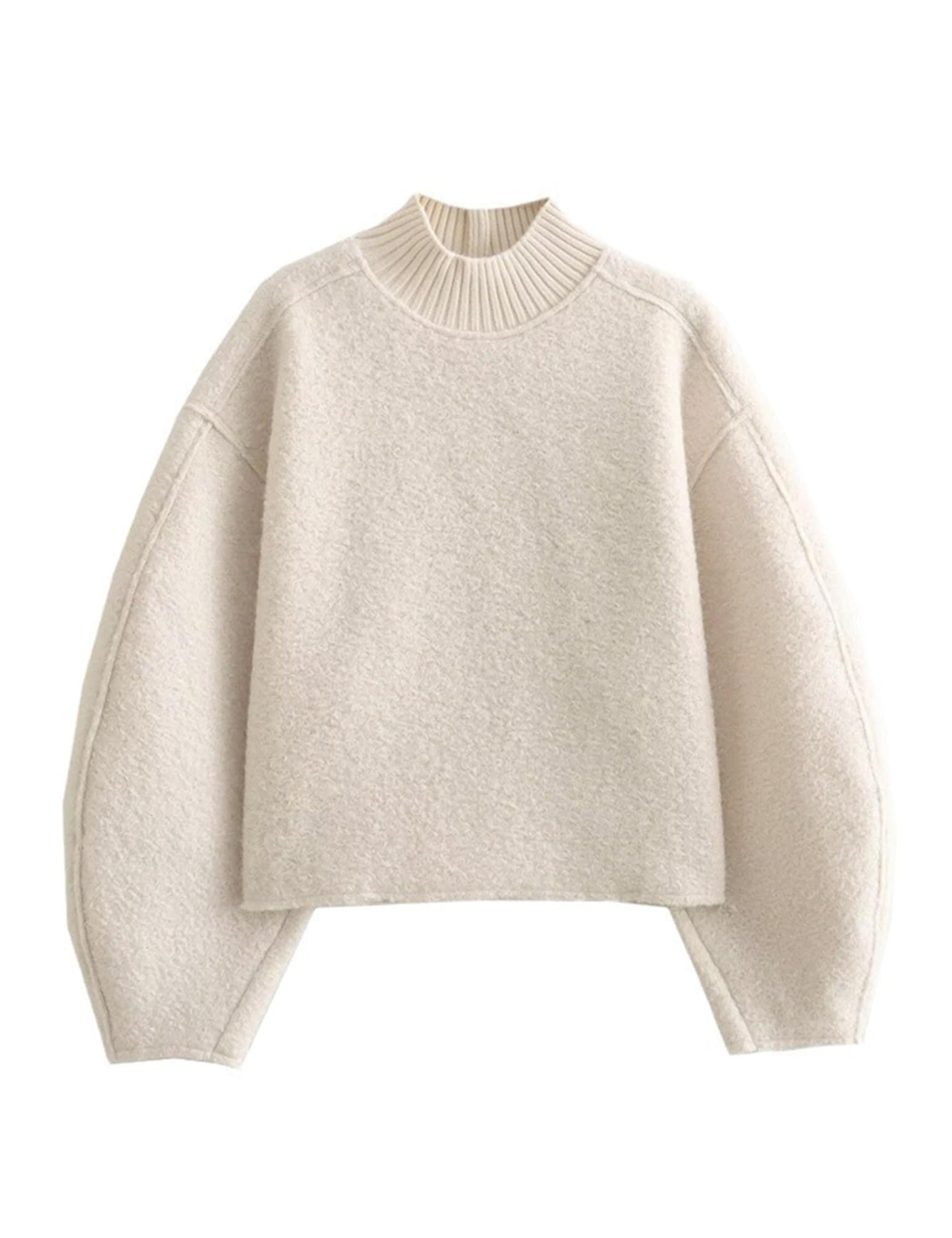 Damskie bluzy polarowe na co dzień z golfem z odwróconym szwem, krótkie bluzki, jesienno-zimowy, rozmyty płaszcz(Beige,M)