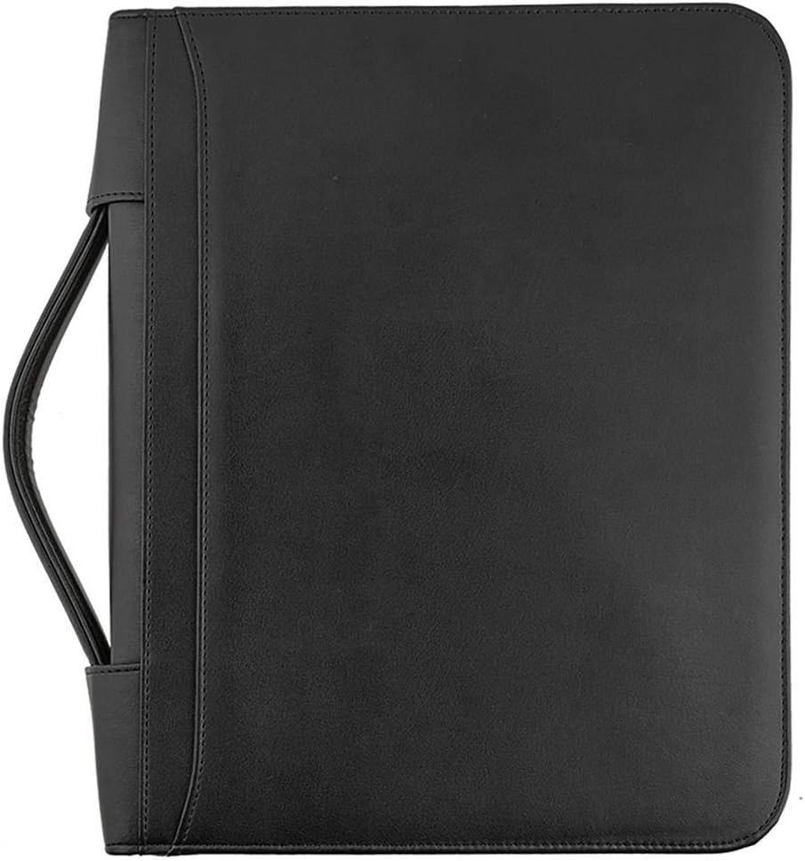 Zippered Executive 3 Ring Binder Portfolio with Built in Calculator, Carrying Handle (Brown/Black) for Business & More by Cre8tive Ink