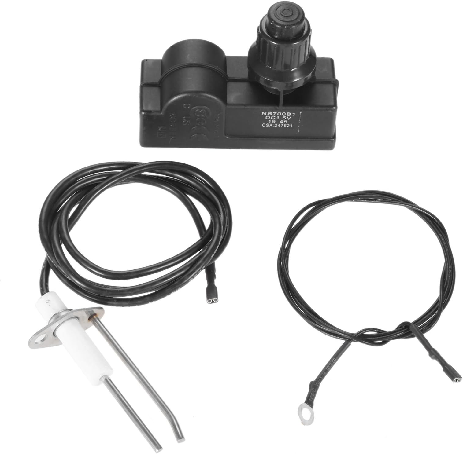 Fire Pit Ignitor Push Button Ignition Kit with 2 Outlets, Ground Wire for Fire Pit Gas Burner System, AAA Type