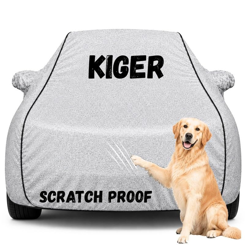 Image of Pure Fabric Silver 100% Waterproof Kiger Car Cover | Polyester Car Body Cover for Rain & Sun | UV Protection, Dustproof, Scratch Resistant, Windproof, Heat Resistant, Custom Fit