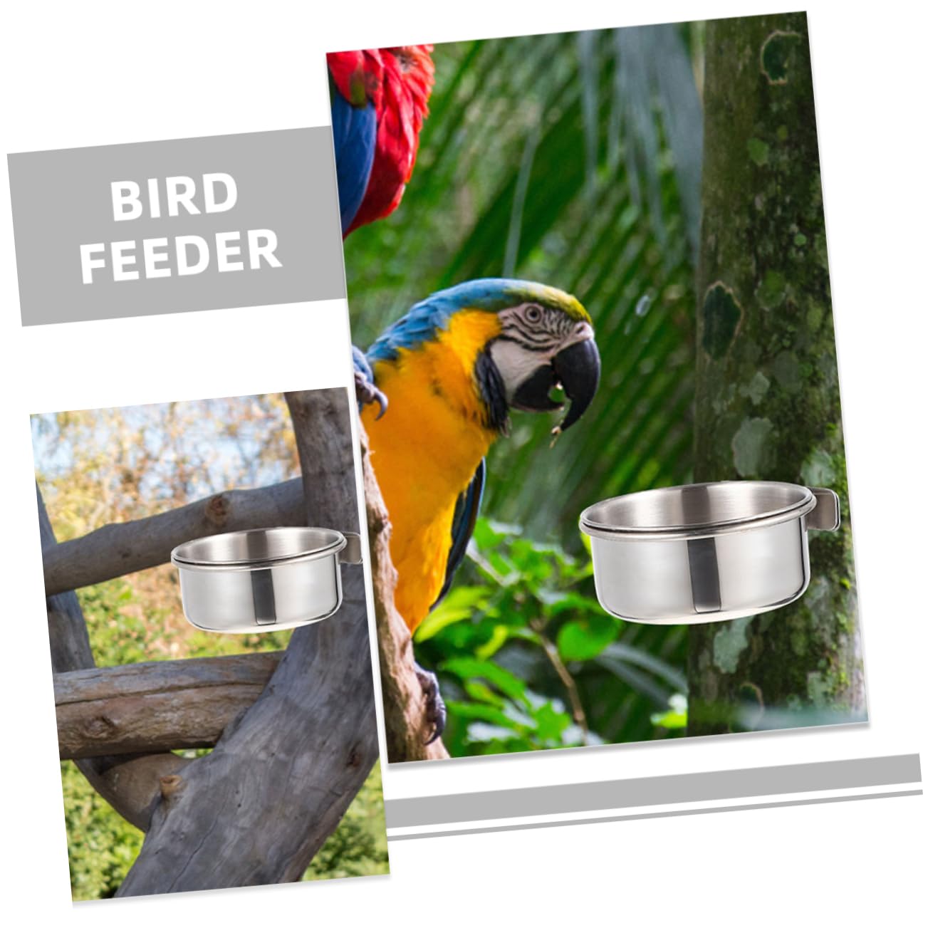 ibasenice Bol de Nourriture pour Oiseaux et Mangeoire Suspendue 4 Pièces en Acier Inoxydable Résistant la Rouille Tasse Détachable pour Perroquets pour Cage à Oiseaux
