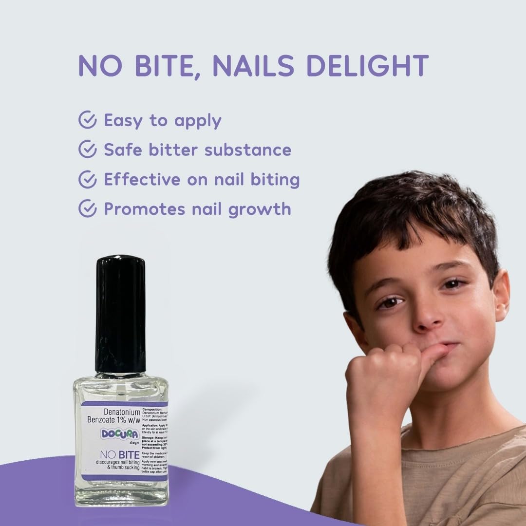 Docura No Bite | Thumb Sucking | Baby Nail Biting Nail Polish | Curated by Paediatricians | Discourages Thumb Sucking and Nail Biting | Bitter Taste | 9 ml (Pack of 1) 3