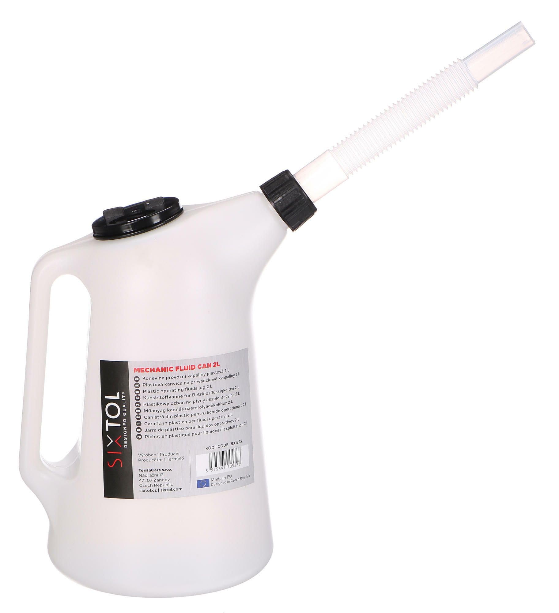 SIXTOL MECHANIC FLUID CAN 2L | Fluid Pouring Can 2L | HDPE Container with Flexible Spout