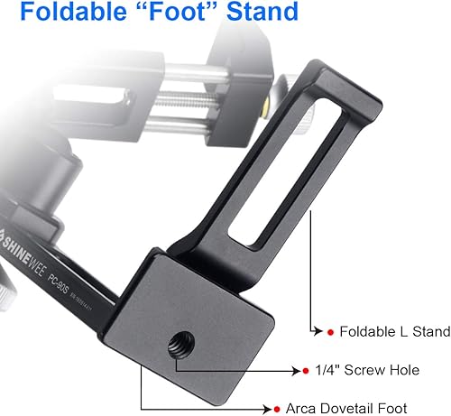 Miniatura 7 de Adaptador de montaje de trípode de metal, cola de milano Arca y montaje de tornillo de 1/4 pulgadas, base vertical y horizontal ajustable para