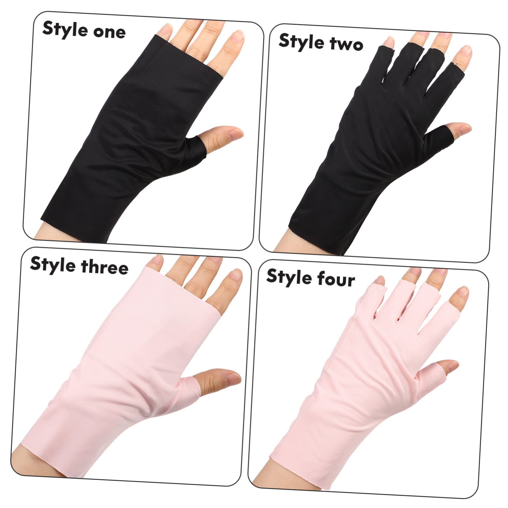 Healvian 12pares Guantes Uv Para Manicura De Gel De Guantes Sin Dedos Diseño Transpirable y Elástico Protección Uv Para Mujeres y Niñas
