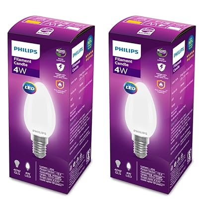 PHILIPS 4W E14 LED Warm White Bulb, Pack Of 2, (929002420413_2)