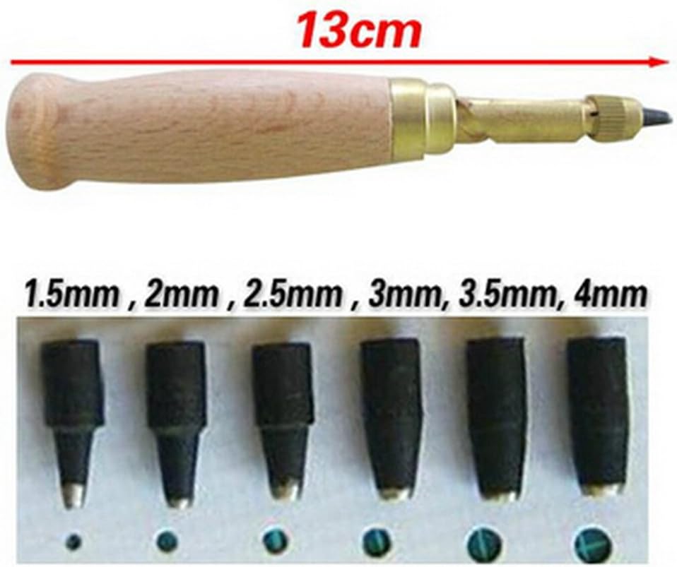 Buy 2 get 3 INNETOC Adjustable Japanese Screw Hole Punch Bookbinding Tool,Paper Punch,Craft Punches,6 Tip Sizes 1.5,2,2.5,3,3.5,4mm, Wood Handle