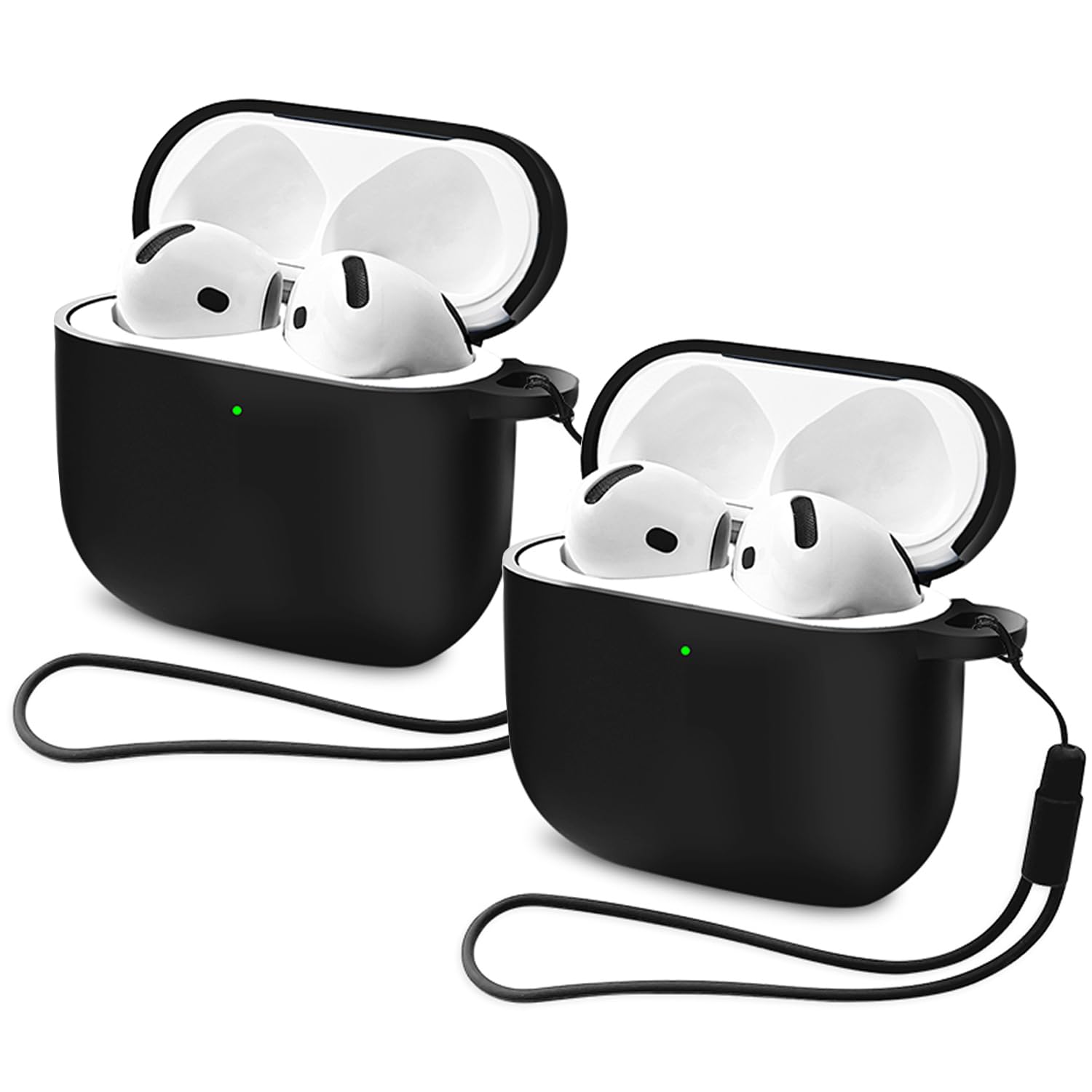 Mocarheri Funda de Silicona Compatible con AirPods 4.ª Generación con Kit de Limpiador, Fundas Protectora de Silicona para AirPods de 4 Generacion 2024, LED Visible Frontal, Negro — view 9