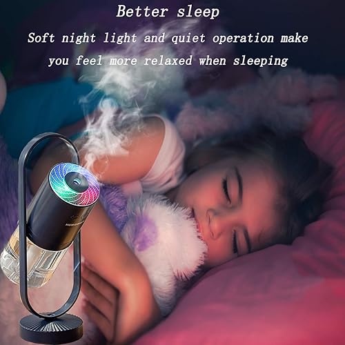 Miniatura 2 de Minihumidificador portátil de 6.8 onzas líquidas, humidificador pequeño de niebla fría con luz nocturna, humidificador de escritorio personal USB