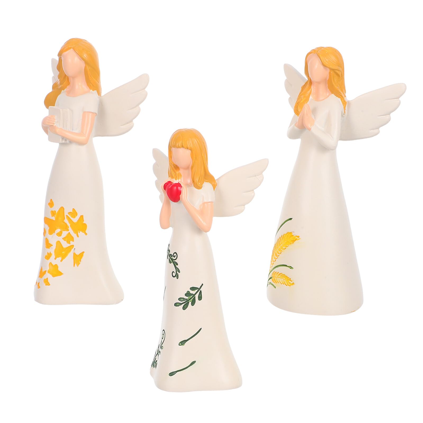 Toyvian 3 Piezas Figuras de Ángel Guardián Resina para Navidad Estatuas de Ángel Rezando Decoración Navideña para Mesa y Estantes Adornos Religiosos de Bendición