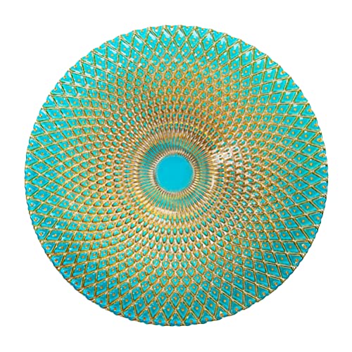 Plato decorativo redondo Zerodeko de vidrio multicolor 13 pulg