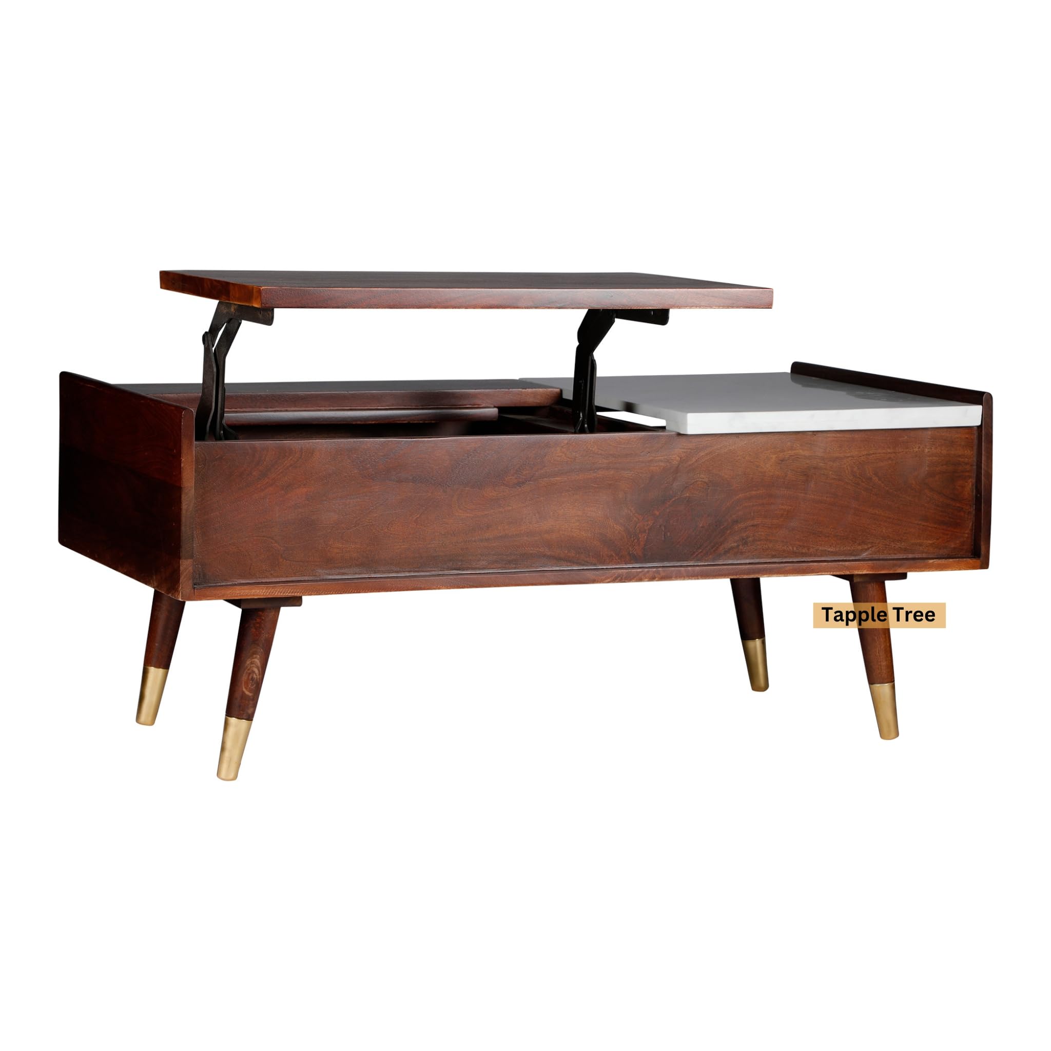 TAPPLE TREE CiWood Lift Top Coffee Table with Marble Slab for Living Room | Drawing Room | Balcony Solid Wood