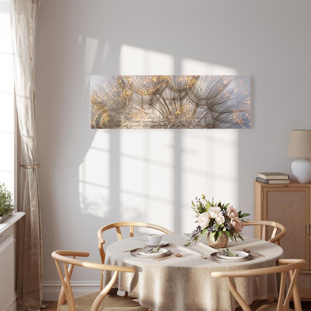 murando Tableau décoratif nature 90x30 cm Impression sur toile colorée Décoration murale pour salon et chambre Pissenlits fleurs inscriptions nature bleu romantique gris eau b C 0169 b d murando Tableau décoratif nature 90x30 cm Impression sur toile colorée Décoration murale pour salon et chambre Pissenlits fleurs inscriptions nature bleu romantique gris eau b C 0169 b d