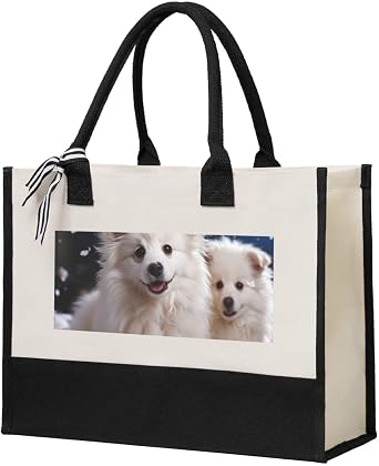 Merry Christmas White Snow Dog Tote Bag for Women Grocery Bag Reusable Aesthetic Shopping Bags Beach Handbag