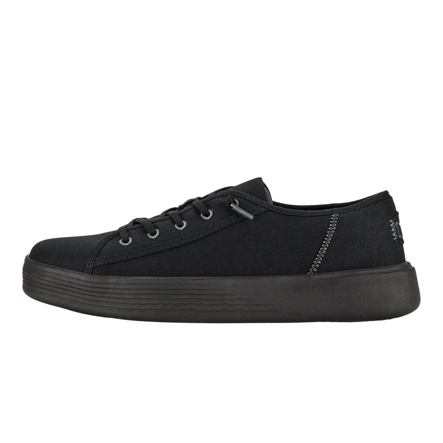HEYDUDE Mens Cody Canvas Sneaker Shoe - Trainers with Easy-on Lace System, Black/Black, 9 UK