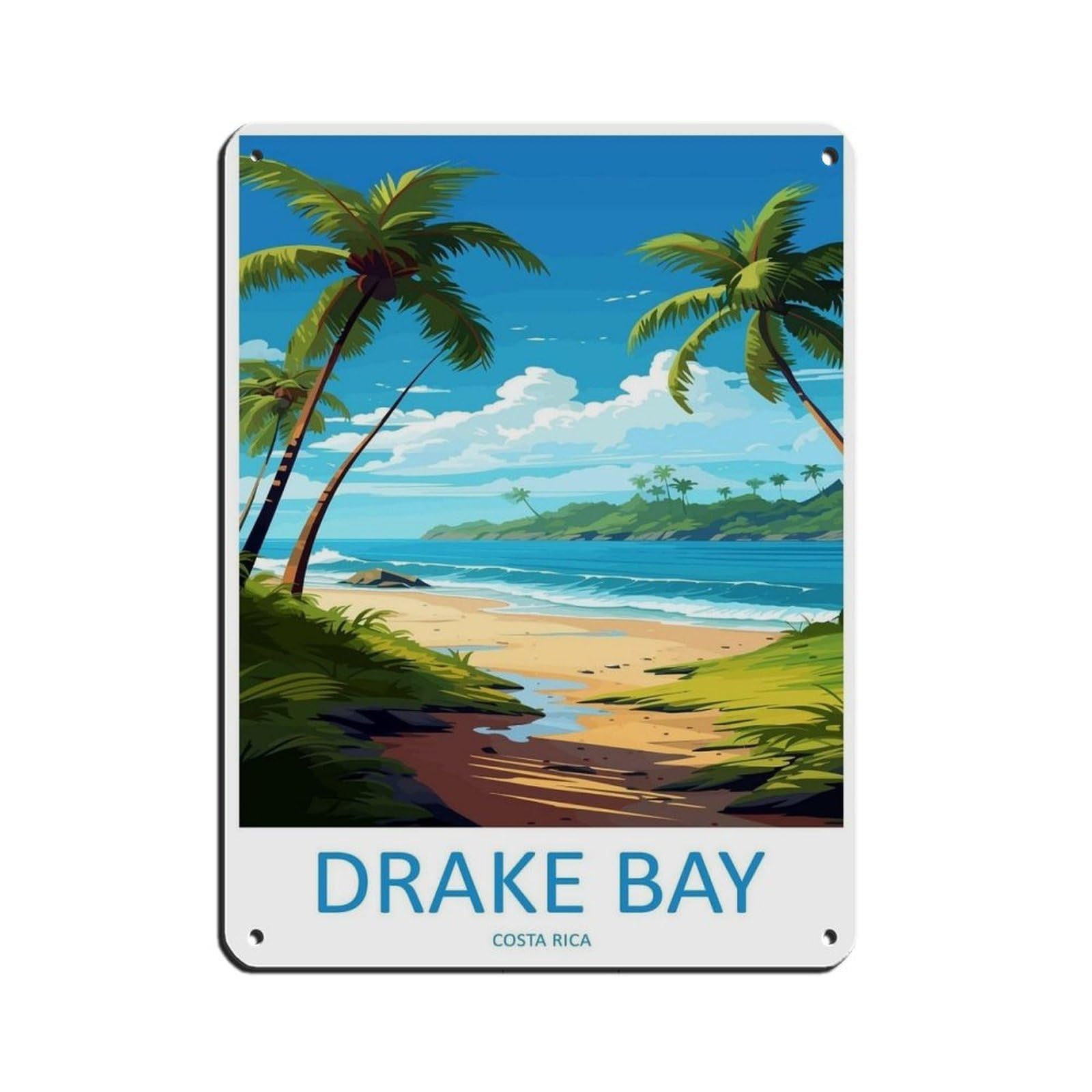 Drake Bay Travel Art Costa Rica Art（5） Tin Sign Vintage Metal Pub Club Cafe Bar Home Wall Art Decoration Poster Retro 12x16inch(30x40cm)