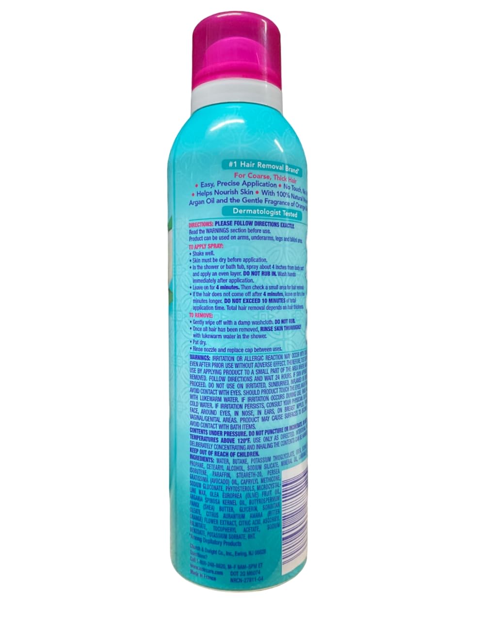 Nair Hair Remover Spray with Argan Oil, 7.5 oz, 3 Pack