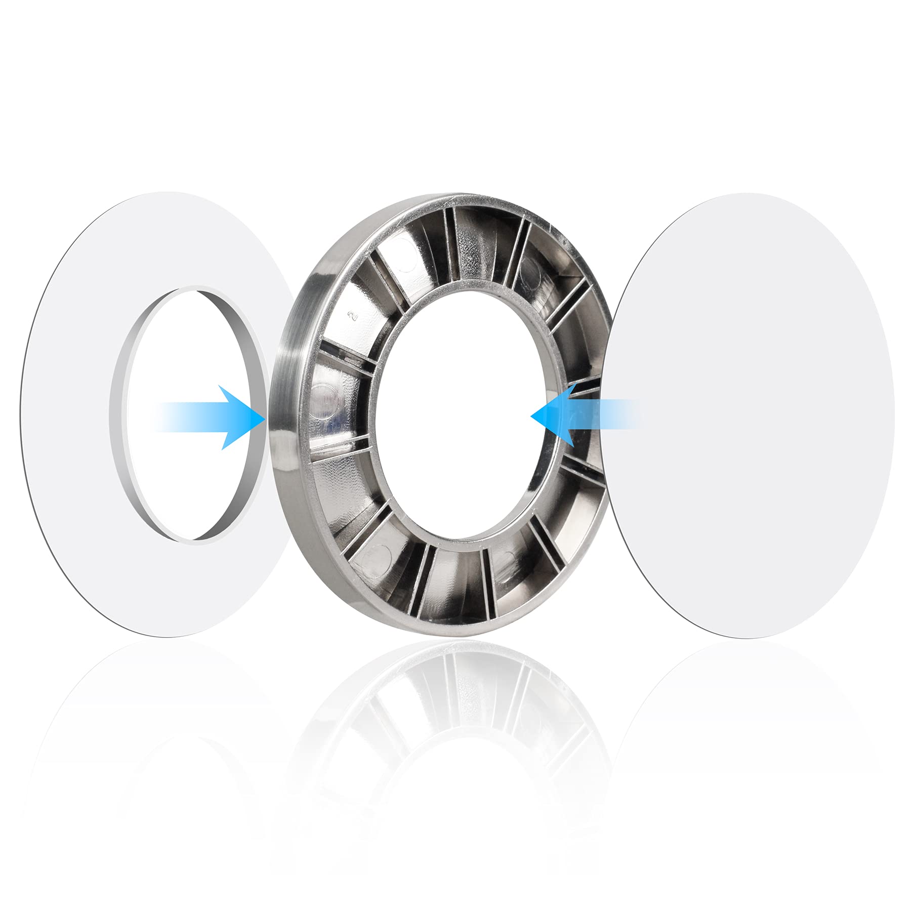 Anillo de montaje para fregadero de vidrio para el hogar, baño, anillo de montaje de base de fregadero de plástico, plateado compatible con VIGO, diámetro interior acuático: 1.58 pulgadas 3