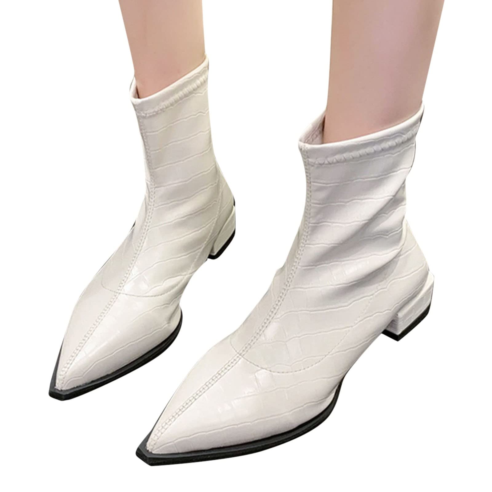 Botines elásticos de piel sintética para mujer, ajuste ancho del Reino
