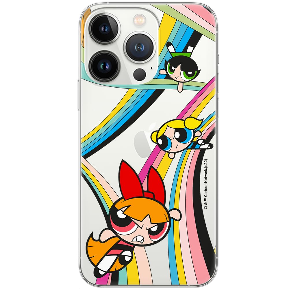 ERT GROUP custodia per cellulare per Iphone 13 PRO MAX originale e con licenza ufficiale The Powerpuff Girls, modello The Powerpuff Girls 020, parzialmente trasparente
