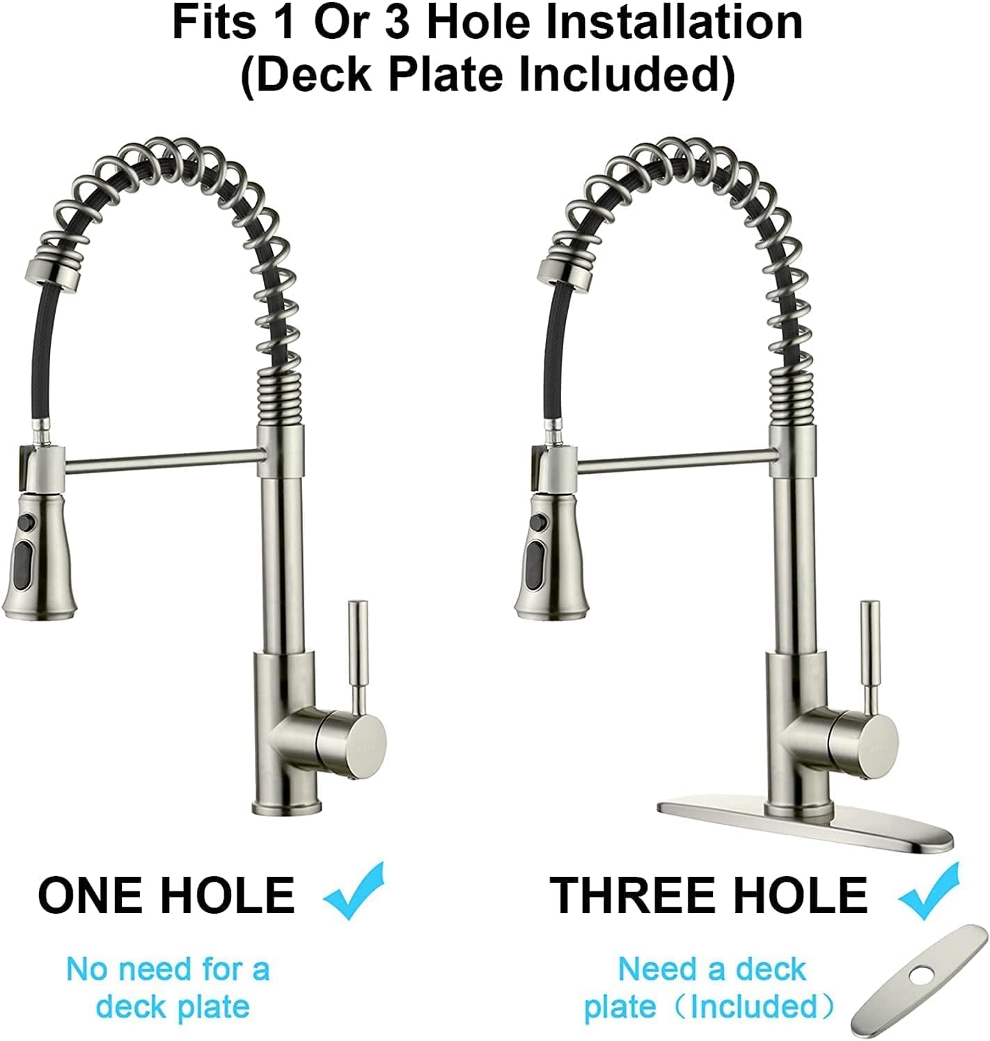 SOKA Kitchen Faucet with Pull Down Sprayer Single Handle RV Commercial High Arc Touch Farmhouse Kitchen Faucets Fit for 1 & 3 Hole with Deck Plate Industrial Style, Brushed Nickel