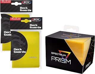 BCW Spectrum Yellow Prism Deck Case with 100 ct Matte Deck Guard Card Sleeves
