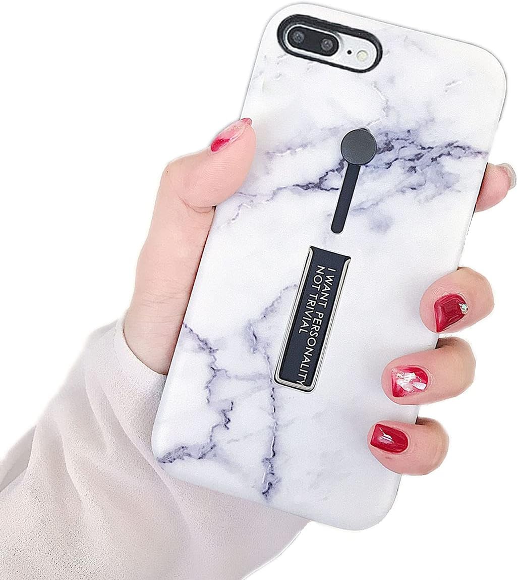 iPhone7 Plus / iPhone8 Plus Case, Opretty Marble Stone Cover Ring Grip Holder Kickstand Finger Circle Strap Stand IMD Ultra Thin Slim Smooth Surface Shell for Apple iPhone 7 Plus/iPhone 8 Plus