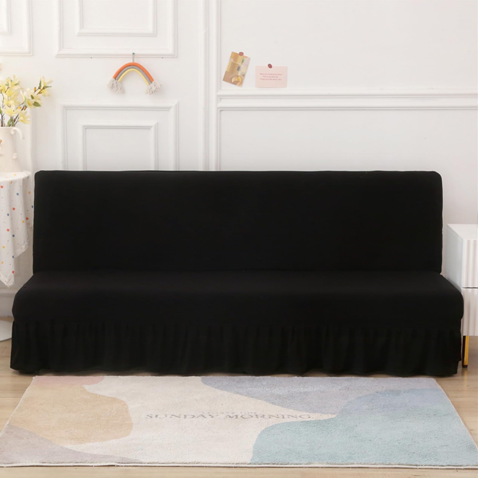 Housse de canapé extensible anti-chat pour protéger votre canapé-lit noir 3 places