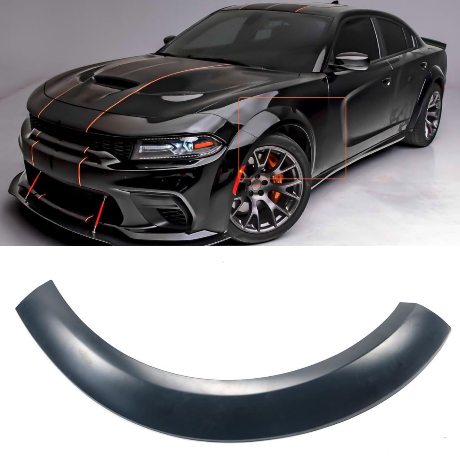 WideBody Front Fender Flare for Dodge Charger SRT Hellcat Widebody/Scat Pack Widebody 2020 2021 2022 2023 Replacement (Left Driver Side,Matte Black)