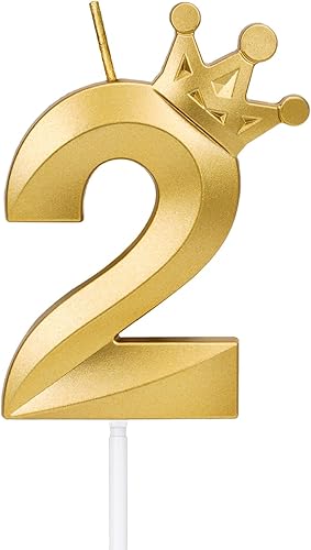 Miniatura 1 de Vela grande del número 2 de 3.2 pulgadas, decoración de segundo cumpleaños para decoración de pasteles, decoraciones de aniversario de 12, 20, 21,