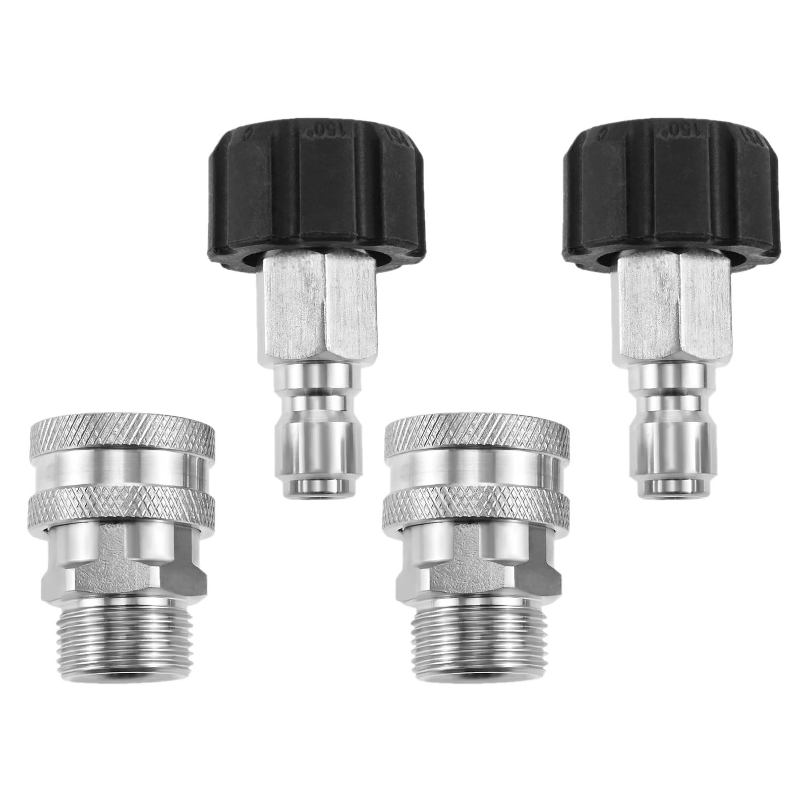 Set di idropulitrici da 4 pezzi 3/8 pollici Collegare M22 14mm a raccordo metrico Pompa per tubo giardino in acciaio inossidabile 5000 PSI