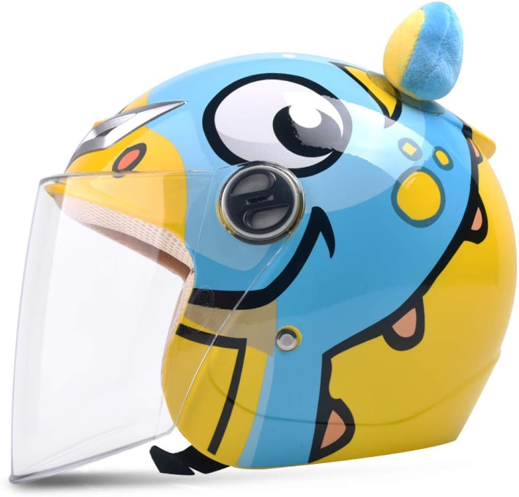 数量は多 子供用バイクヘルメット キッズ フルフェイス 半帽 女の子 男の子 小学生 低学年 幼児用 かわいい 柄 図案 通勤通学 防風雨 虫除け アウトドア 耐衝撃性 スポーツ 48cm 55cm未満 Uv防止レンズ 48 55cmイエロー龍 軽量 通気吸汗 Abs硬質 頭囲 四季helmet