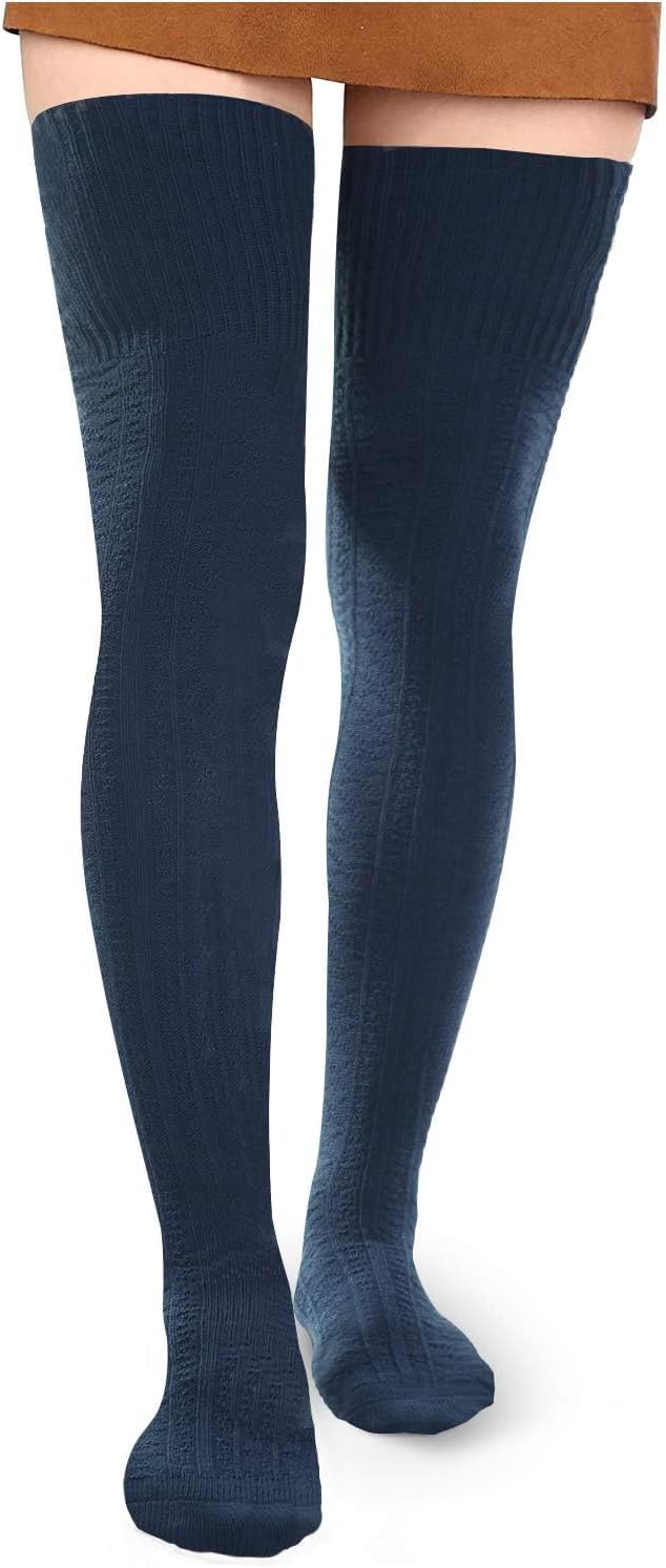 Women Thigh High Socks Extra Long Cotton Knit Warm Thick Tall Over the Knee Boot Stocking Leg Warmers Daily Cosplay