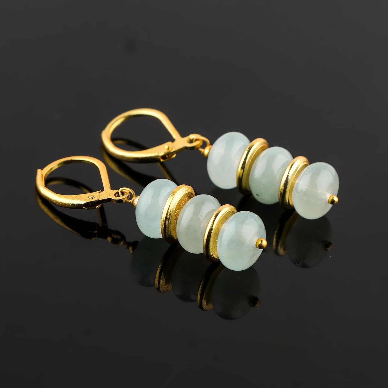 Natural Gemstone Earrings for Women, Yoga Jewelry Meditation Earring, Crystals Earring, Rondelle Beads, Energy Healing Crystals, Gift for Her |Gemstone Jewelry - Image 2