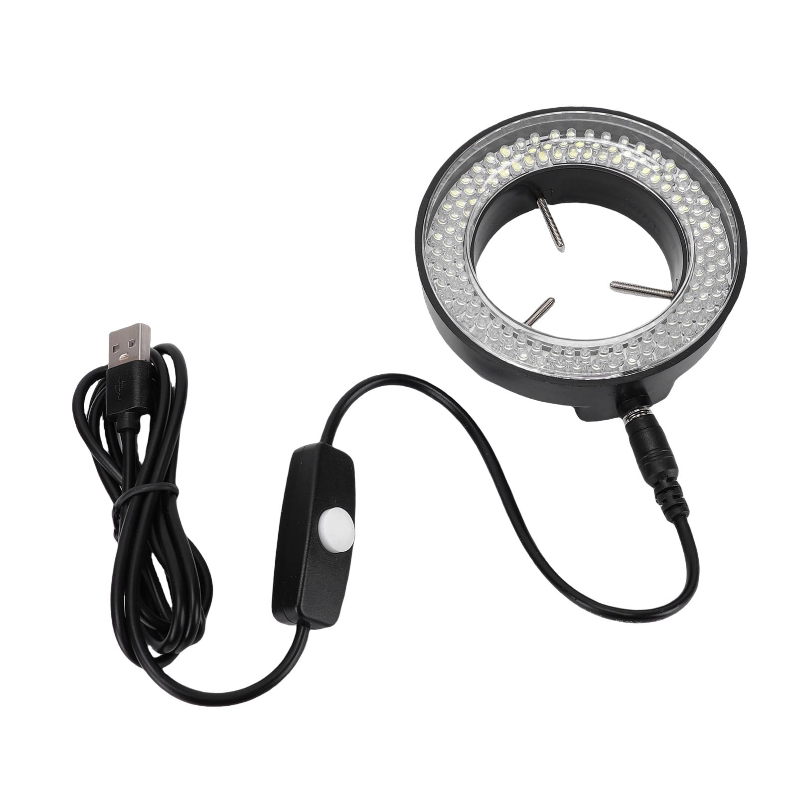 Microscope LED Light, 144LED Circular Auxiliary Light with USB Powered 45000LX Brightness, for Stereo Microscopes Laboratory Research Engineering
