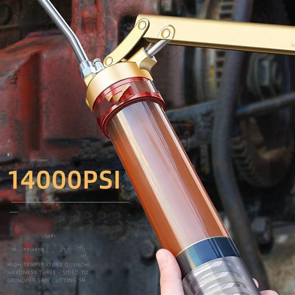 Smarowniczki 14000psi 600cc Wysokociśnieniowy ręczny smarownica Heavy Duty Chwyt pistoletowy Przezroczysty Smarownica ustnik