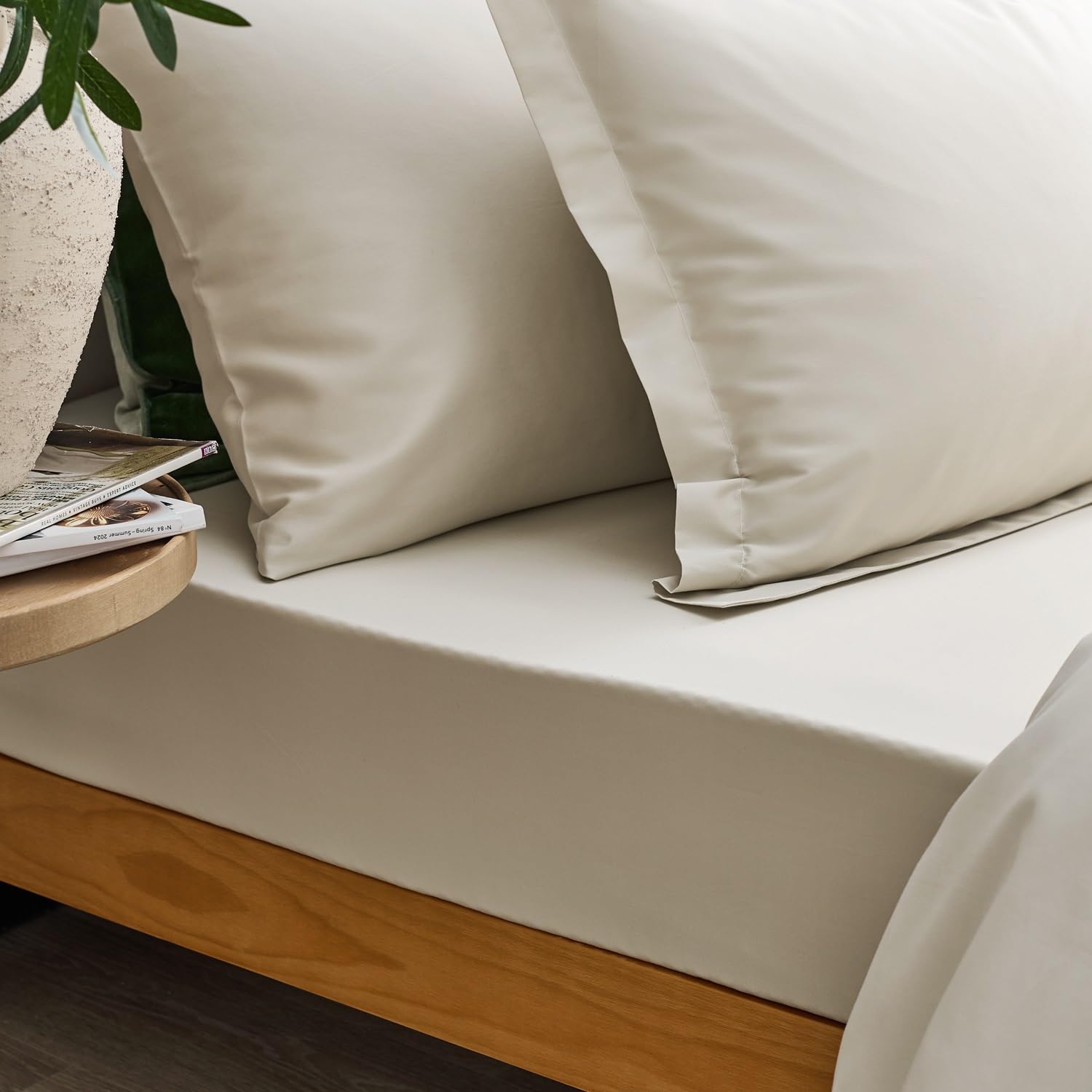 Christy Double Deep Fitted Sheets | 400TC Luxury Bedding | Champagne Beige | 100% Cotton Sateen | Soft Silky Bed Linen โ image 1