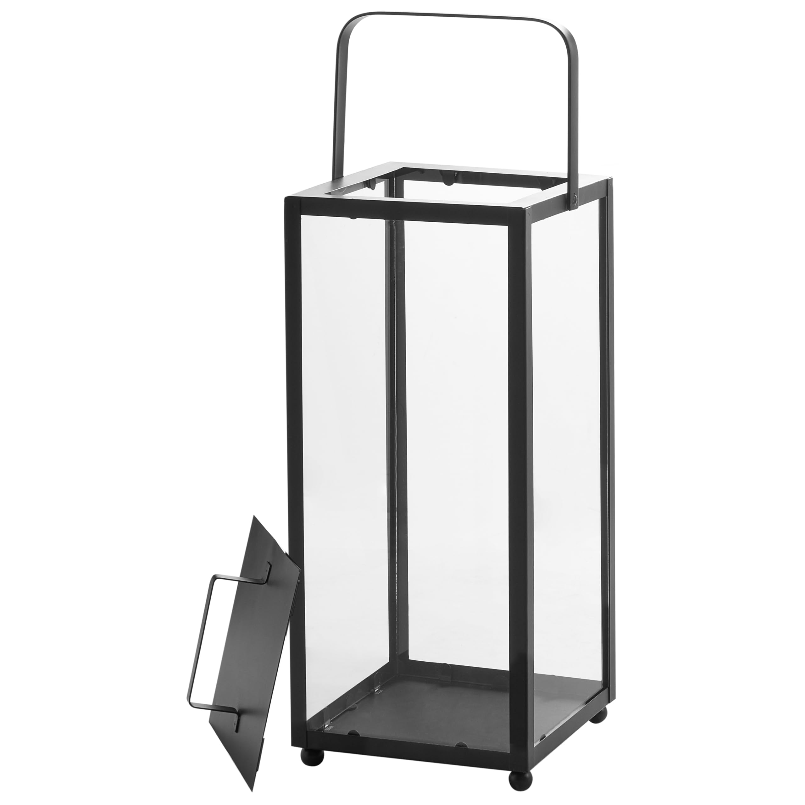Windlichtlaterne Laterne Dekolaterne schwarz Metall Glaseinsatz H: 41 cm Lepar