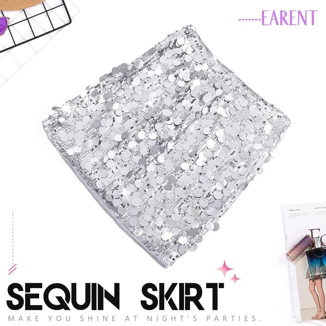 EARENT Sequin Skirt Silver Sparkly Rave Skirts for Women - Image 5
