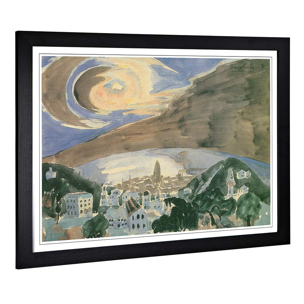 Big Box Art Framed Print of Walter Gramatte Barcelona Design | Wall Art Picture | Home Decor for Kitchen, Living, Dining Room, Bedroom, Hallway, Office, Black, A2 / 24.5x18 Inch / 62x45cm