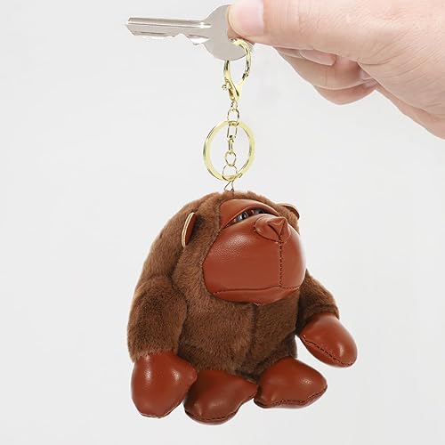 Miniatura 9 de PRETYZOOM Llavero de gorila de peluche colgante de animal de peluche colgante de dibujos animados decoración colgante de felpa