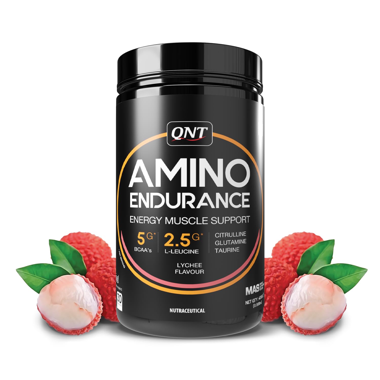 Amino Endurance | 400g, Lychee Flavor | 5g BCAA + 2500mg Glutamine | Supports Muscle Growth & Recovery | L-Taurine 1000mg | Pre & Post Workout Supplement