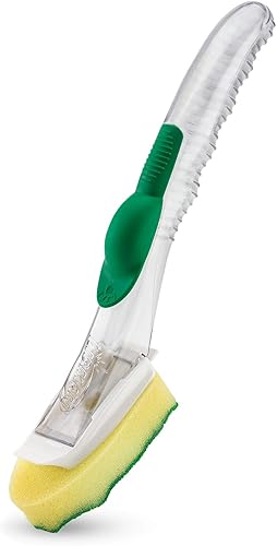 Miniatura 2 de Libman Varita multiusos para fregar platos, rellenable, con 4 recambios de cabeza de esponja multiusos, mango grande verde