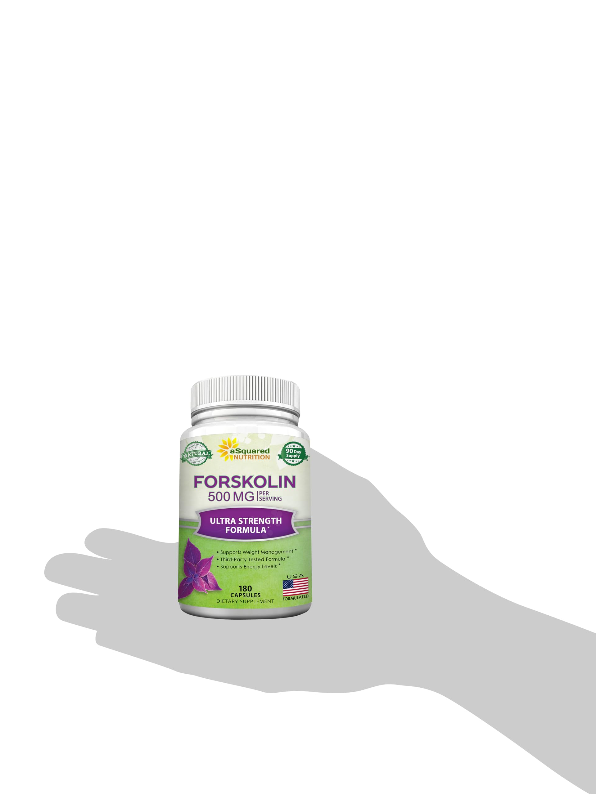 aSquared Nutrition Forskolin 500mg Per Serving Max Strength-180 Capsules, Supplement for Pure Weight Loss Fuel, Coleus Forskohlii Root - Forskolin Diet Pills, Belly Buster Fat Burner 2X Slim Trim Lose — Amazon image 5