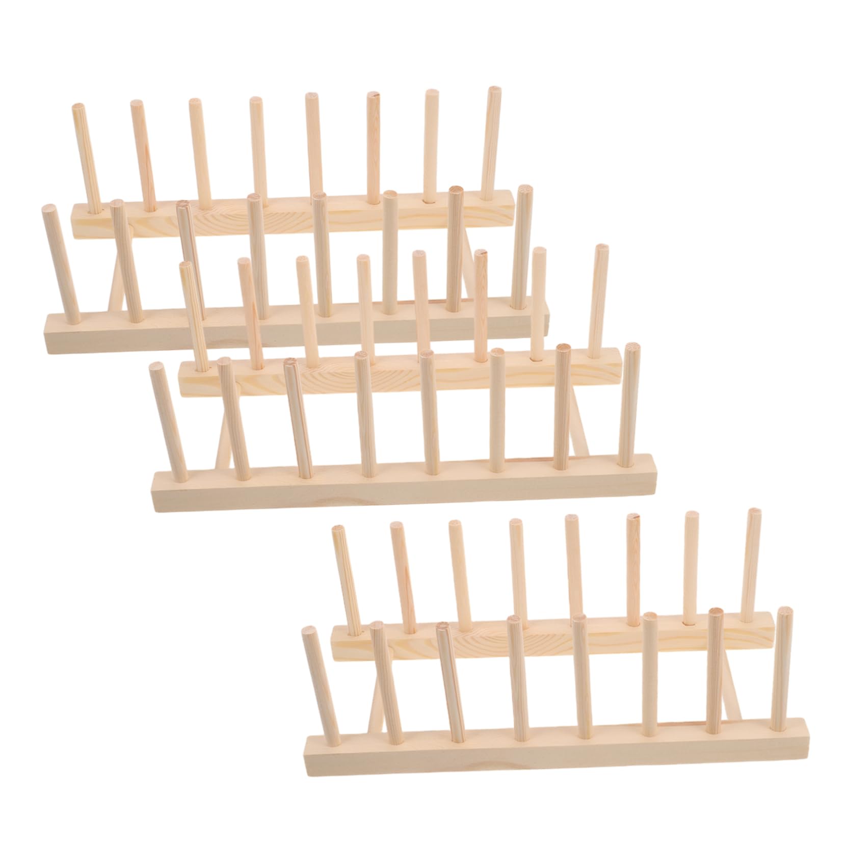 Mobestech Organisateur D'assiettes en Bois 3 Pièces, Range Couvercle Bois, Égouttoir à Vaisselle, Design de Drainage, pour Armoire Cuisine