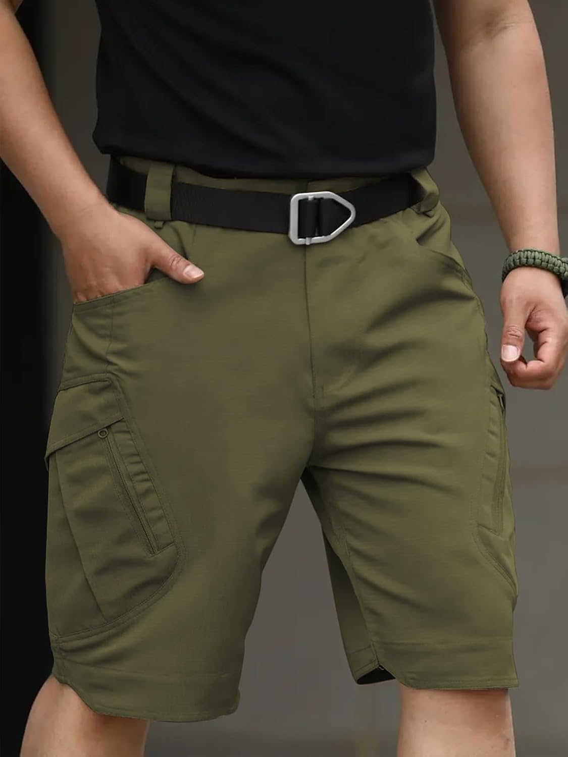 LYRXXX Men's Cargo Shorts for Hiking Work Travel Lightweight Waterproof Tactical Shorts with Multiple Pockets(No Belt)