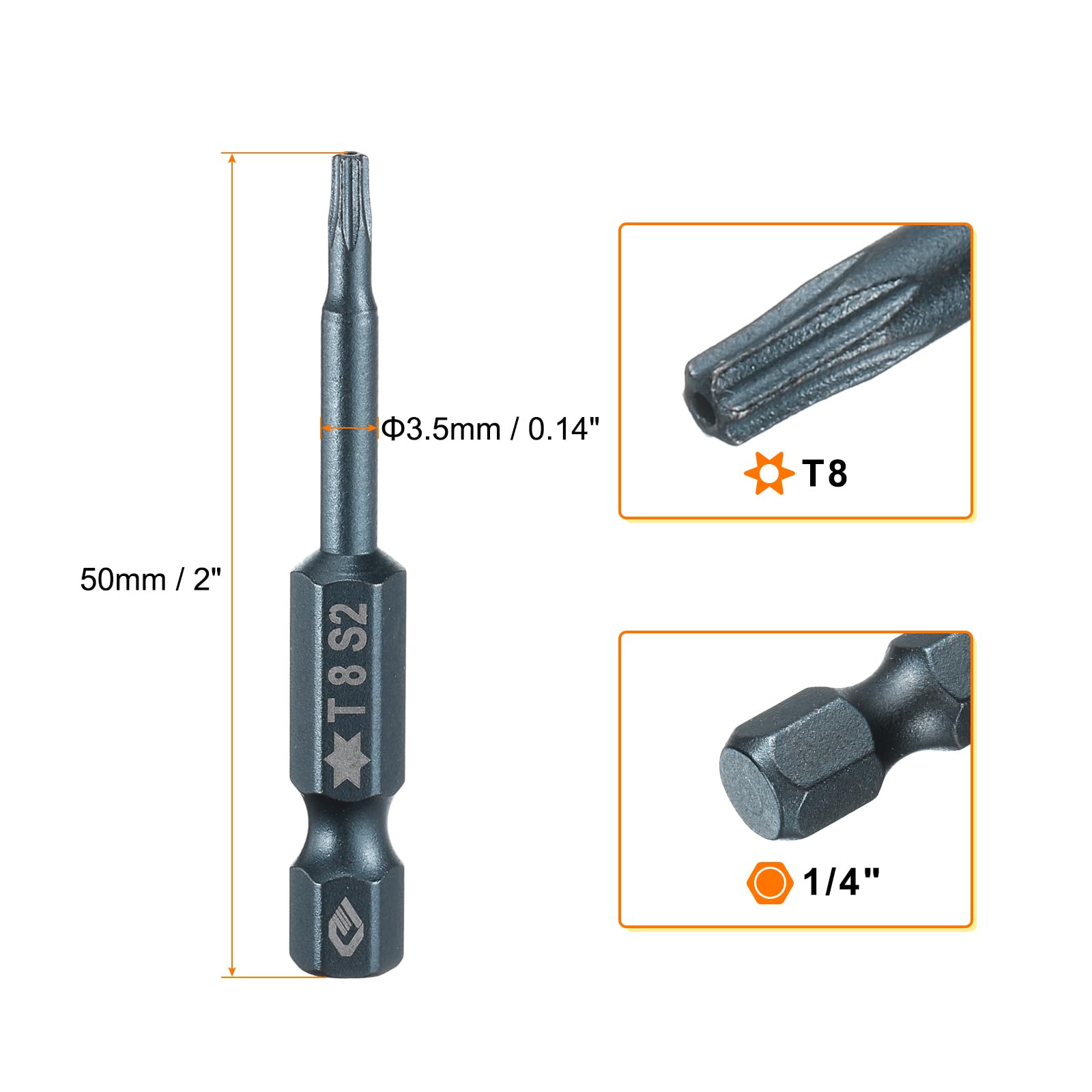 10 Stück T8 Torx Bits – Magnetisch, 6,35 Mm Sechskant, 5,1 Cm Länge, Aus S2-Stahl Für Schraubendreher & Bohrmaschinen