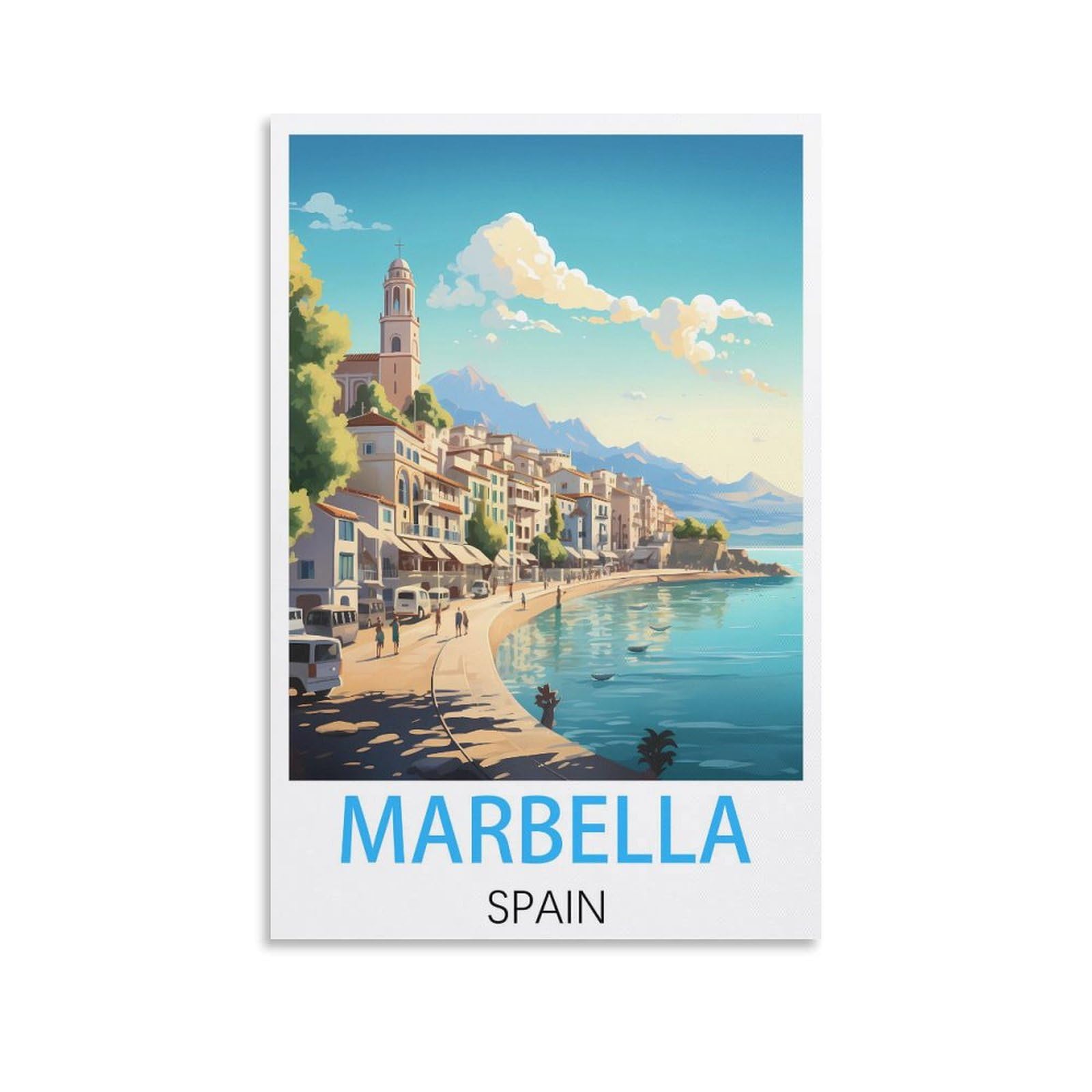 Javon Unframe-Style Marbella Spain Vintage Travel Poster 08X12inch(20X30cm) Canvas Art Poster And Wall Art Picture Print Bedroom Decor